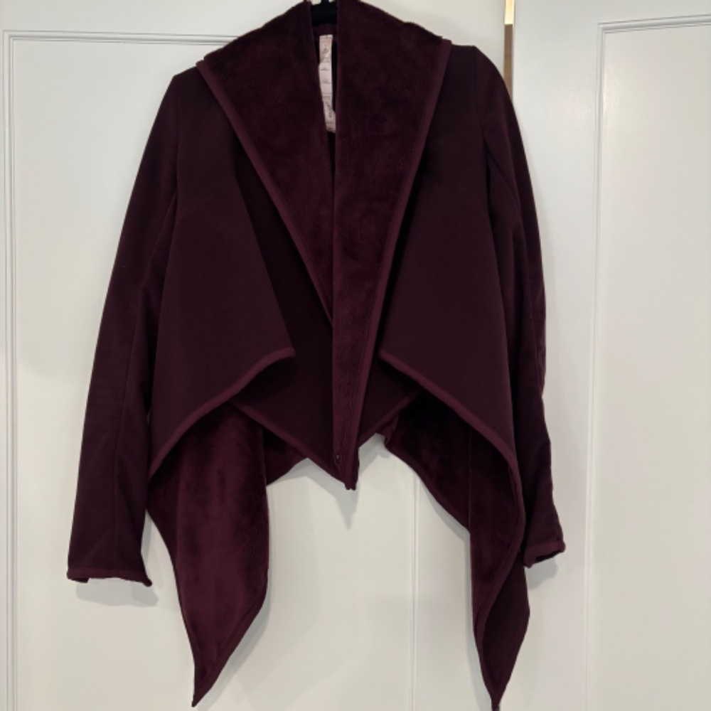 EUC Lululemon burgundy furry draped sweater Size 2
